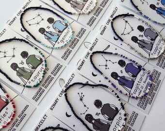 Sternzeichen Binär Code Armband für STEAM Techniker Künstler Computer Nerds Coder