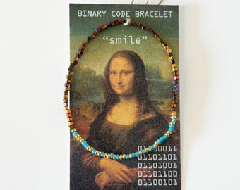 Mona Lisa "smile" Secret Computer-Coded Bracelet for the Tech and Art Nerds