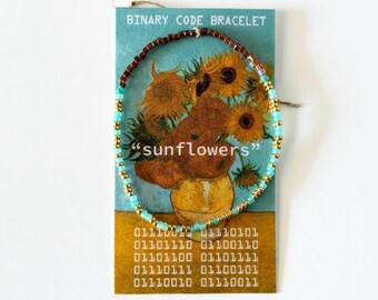 Van Gogh "sunflowers" Secret Computer-Coded Bracelet for the Tech and Art Nerds
