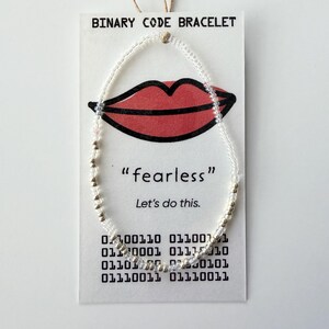 Secret Message Computer Code Bracelet-Custom Word Option-Stretchy, No Clasp-Multiple Sizes fearless