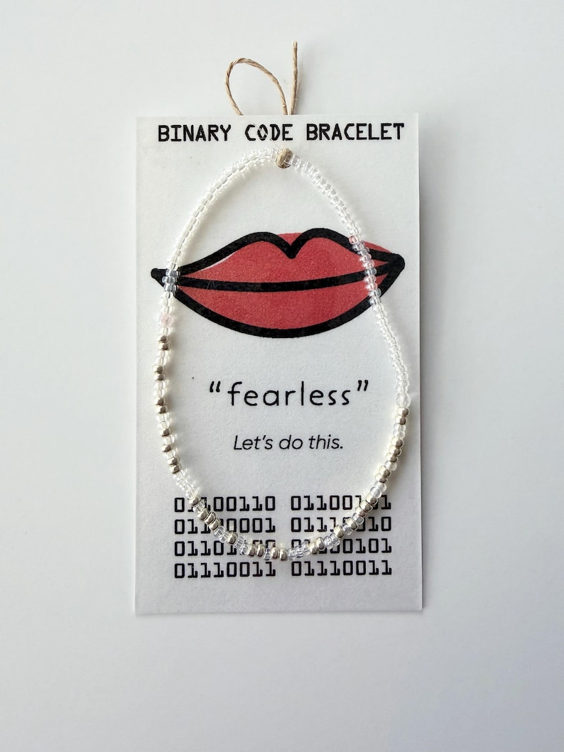 Secret Message Computer Code Bracelet-Custom Word Option-Stretchy, No Clasp-Multiple Sizes fearless