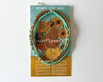 Van Gogh "sunflowers" Secret Computer-Coded Wrap for Tech and Art Lovers