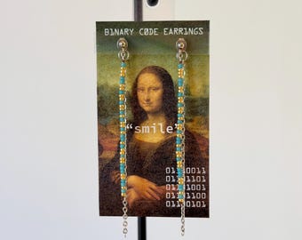 Mona Lisa "smile" Secret Computer-Coded Earrings for the Tech and Art Nerds