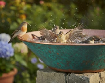Vaschetta per uccelli marocchina da giardino / Mangiatoia per uccelli da esterno / Decorazione rustica da giardino / Vaschetta per uccelli da patio / Abbeveratoio per uccelli da cortile