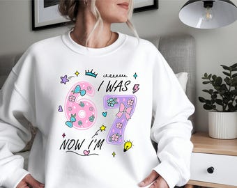 Miałam 6 lat, teraz mam 7. urodziny PNG, projekt sublimacji dla 7. urodzinowej dziewczynki, cyfrowe pobieranie urodzin od szóstego do siódmego roku życia