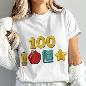 100 días de escuela Chenille PNG, diseño digital de profesor y estudiante con efecto de difuminado, sublimación de estrella de Apple Pencil para la vuelta al cole