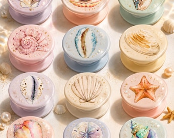 Pastel Seashell Phone Grip Set, Mermaid Coastal Pop Socket, Cute Shell & Starfish PopSocket, Beachy Aesthetic Phone Accessory Summer Gifts