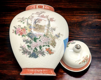 Satsuma Double Peacock Floral Ginger Jar/Vase/Urn, a True Work of Art that Beautifully Combines Intricate Design with Cultural Significance.