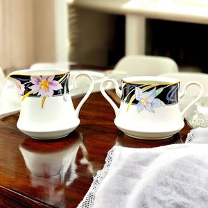 Mikasa Charisma Black Superior Japanese Porcelain Sugar Bowl and Creamer Set