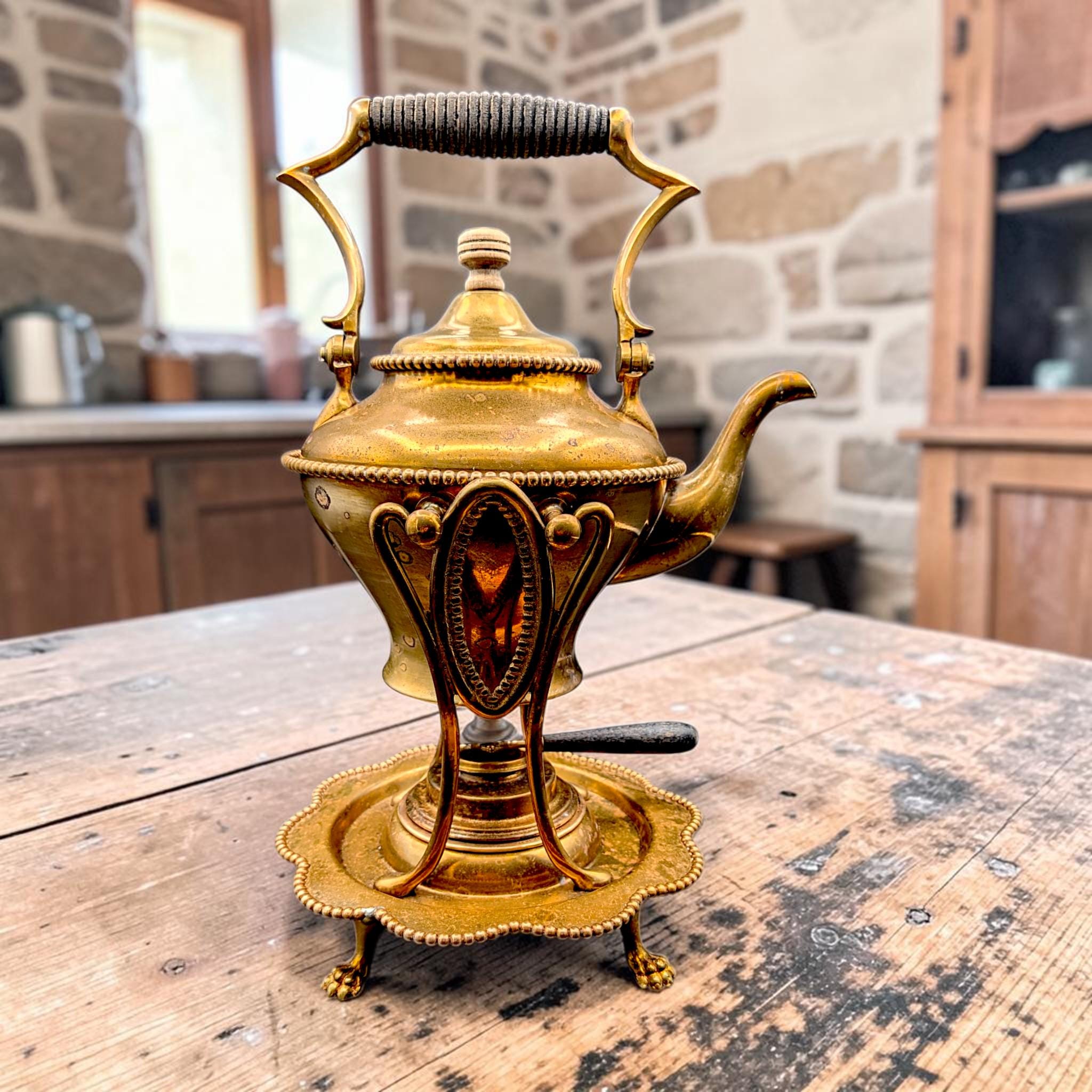 Antique Brass Teapot Stand - Etsy