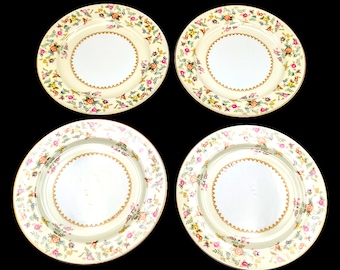 Platos de ensalada Noritake vintage - Diseño floral Smilax - Juego de 4