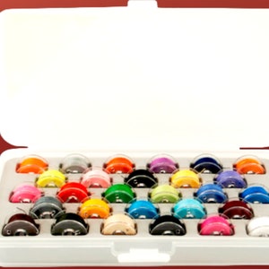 Tidy Crafts Single Bobbin Box w/ 28 Assorted Color Pre-wound Bobbins with quality thread -Item 1464