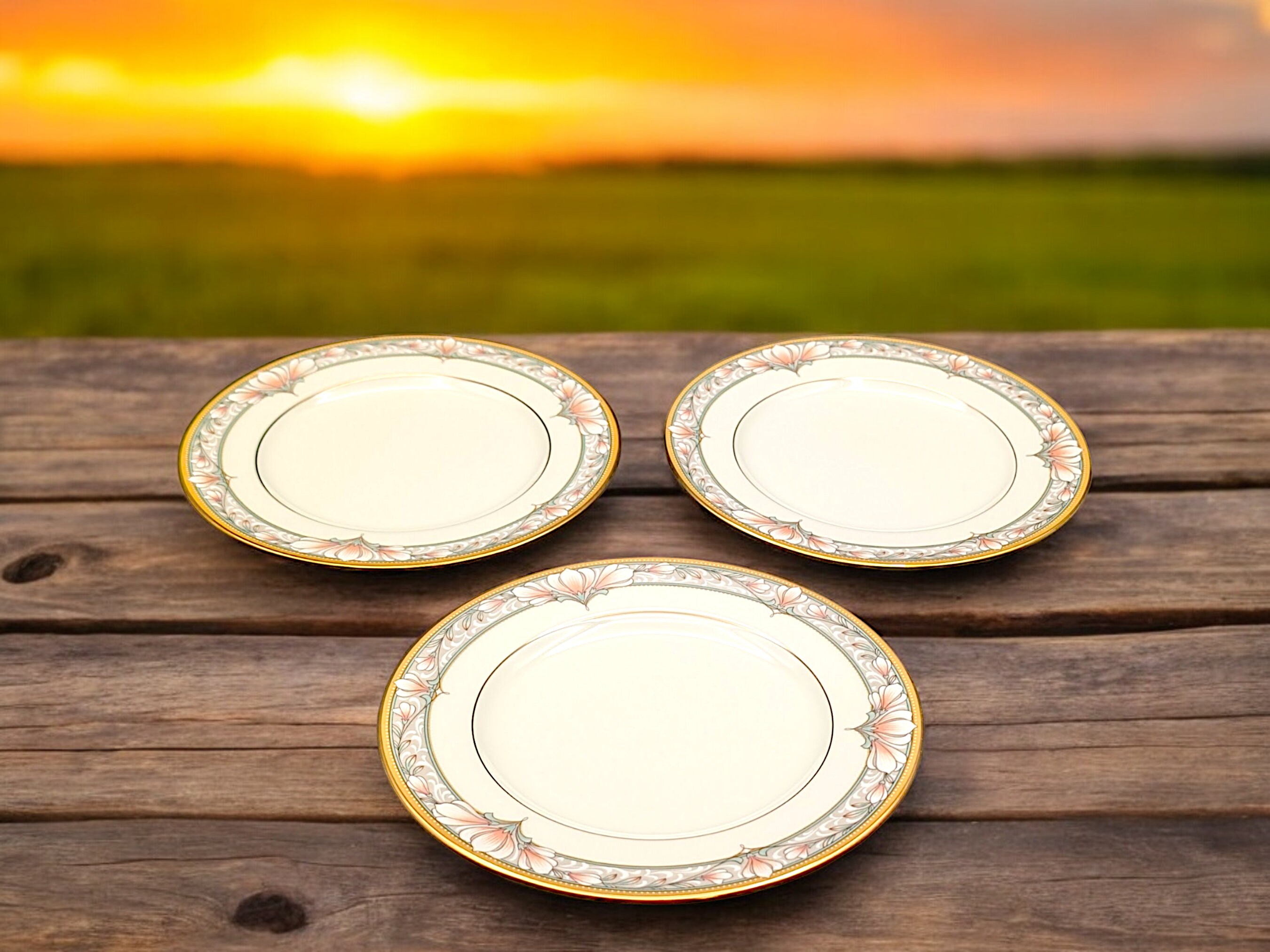 Noritake Barrymore Bread Plates (set of 3): Bone China, Gold 