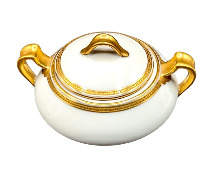 Vintage Haviland Limoges Sugar Bowl and Lid White Porcelain With Heavy