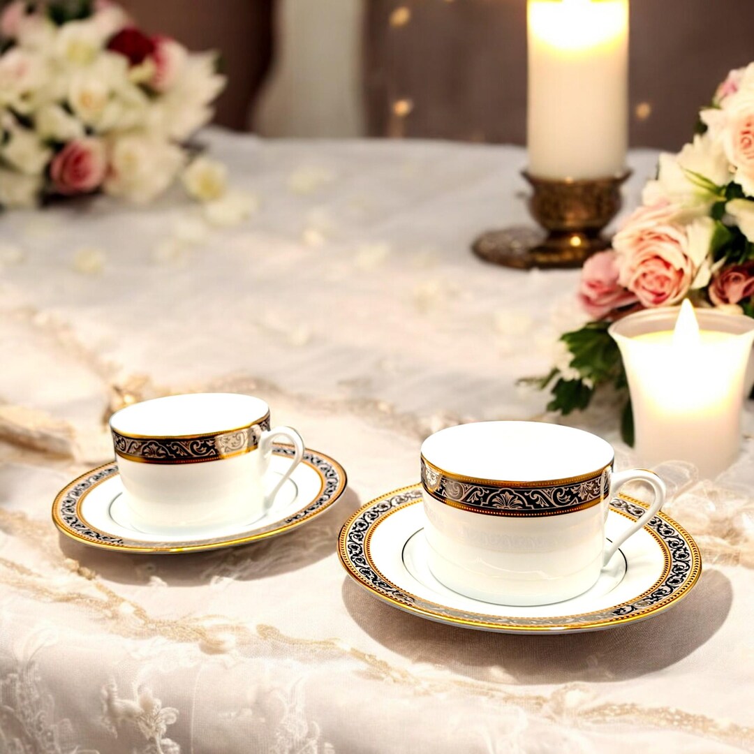 Vintage Limoges Cup and Saucer Set: Philippe Deshoulieres Orleans
