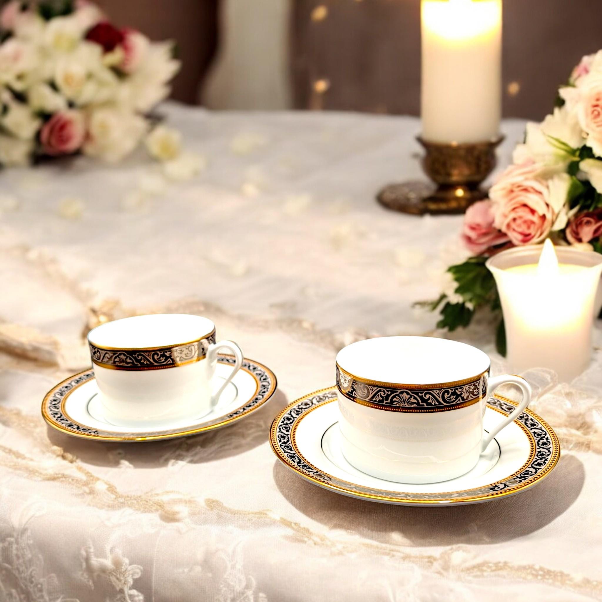 Vintage Limoges Cup and Saucer Set: Philippe Deshoulieres Orleans