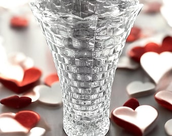 Vintage Fostoria American Vase Clear Glass Cube 9.5 Inches tall Gorgeous -Absolutely Stunning