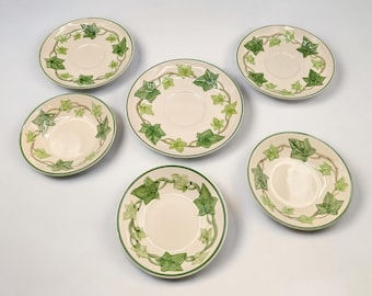 Vintage Franciscan Ivy Mixed Lot | USA Earthenware Bowls & Saucers | Discontinued Green Ivy Pattern