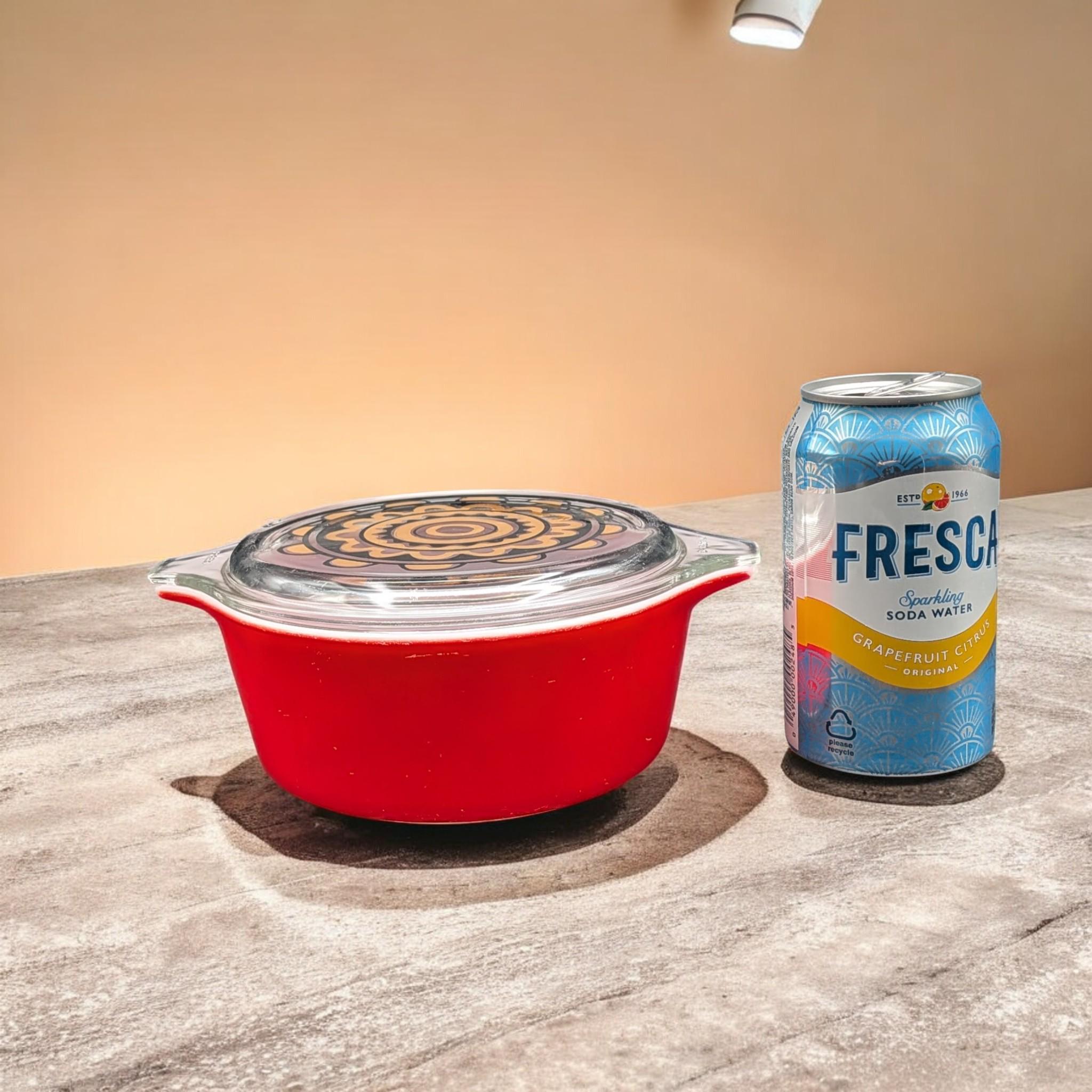 Pyrex 138 Vintage Pyrex Sol Flower Promotional Casserole – 1969 Red Base With Lid ...