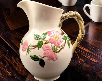 Vintage Franciscan Desert Rose 64 oz Water Pitcher 8.75" Large USA Pottery 1960s