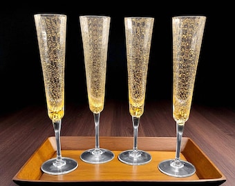 Copas de champán vintage Otto Franek Gold Fleck, firmadas en la década de 1980