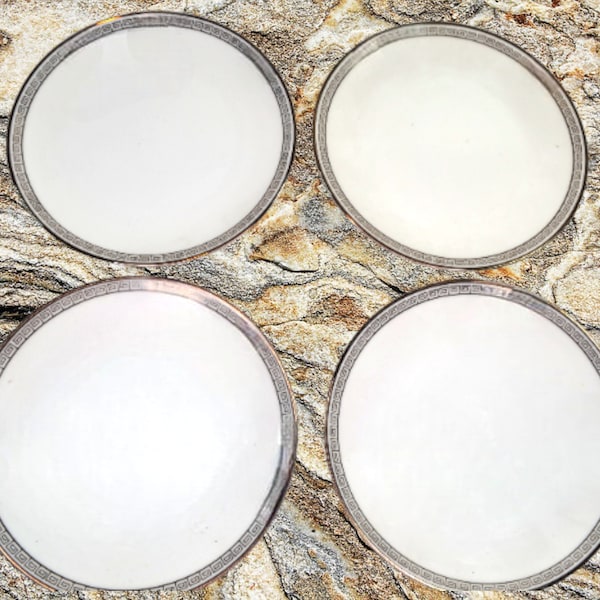 Set of 4 Noritake Silver Key Salad Plates 5941