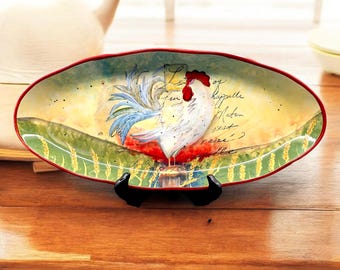 Bandeja para pescado "Le Rooster" de Susan Winget, 49,5 cm (19,5"), con certificación internacional.