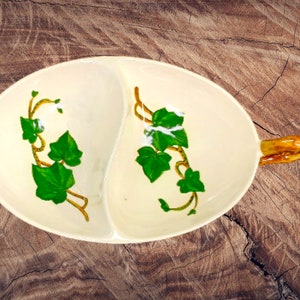 Vintage Metlox Poppytrail Hand Painted California Ivy Divided Serving Bowl