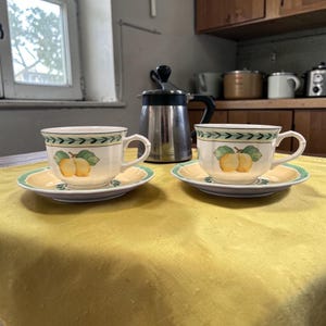 Villeroy & Boch French Garden Fleurence Fruit Porcelain Cups and Saucers (Set of 2)