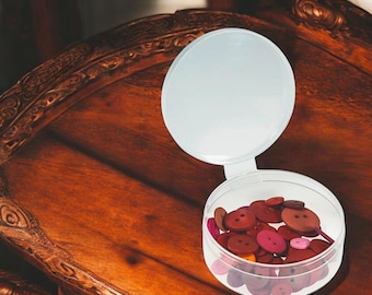 Round Plastic Storage Containers 12 Count - Plastic Containers with Attached Lids-often called Snuff Cups or Confection Containers