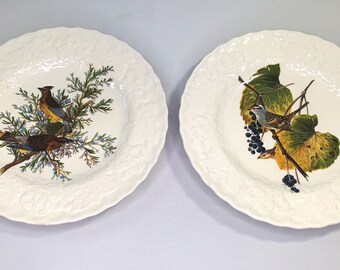 Victorian antique ornate blue & gold Sparrow bird porcelain china plate 