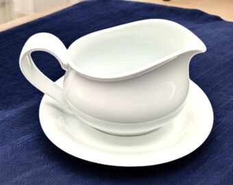 Tjorn White by Dansk Gravy Boat and Underplate Pristine 2004 Portugal 4" Tall