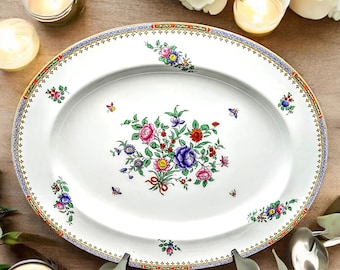 Spode Copeland Bone China Serving Platter: Lowestoft Flowers, 14.5 Inch