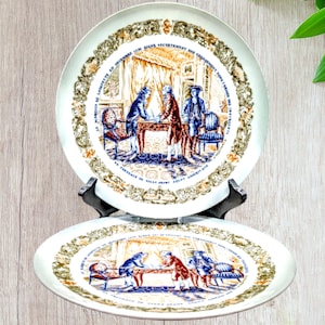 Vintage Set of Two Rare Collectible D&#39;arceau Limoges, Marquis De Lafayette Plate, 1973, Numbers 332 and 280