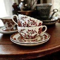 Set of 6 Indian Handmade Brass Tea Cup With Plate, Indian Handicrafts ...