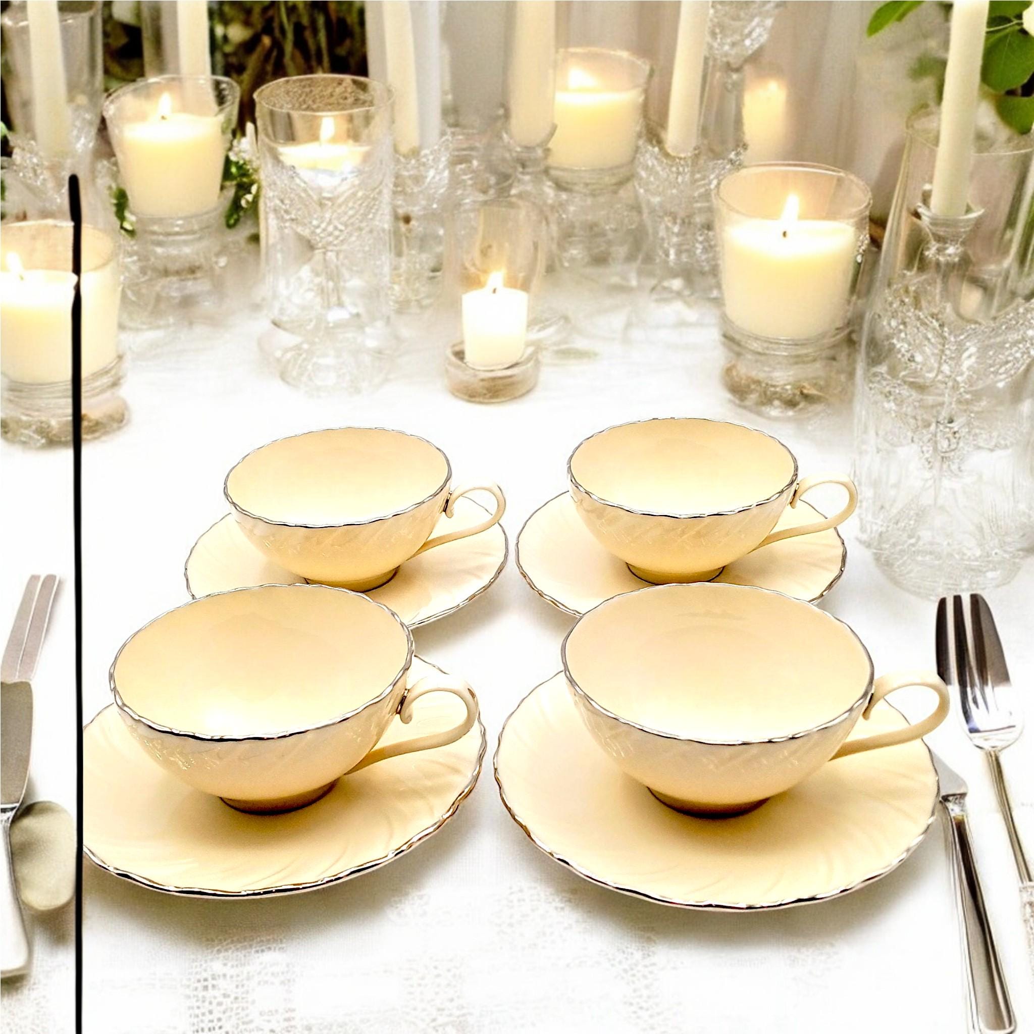 Lenox Weatherly #D517 Tazza E Piattini - Set Vintage In Porcellana
