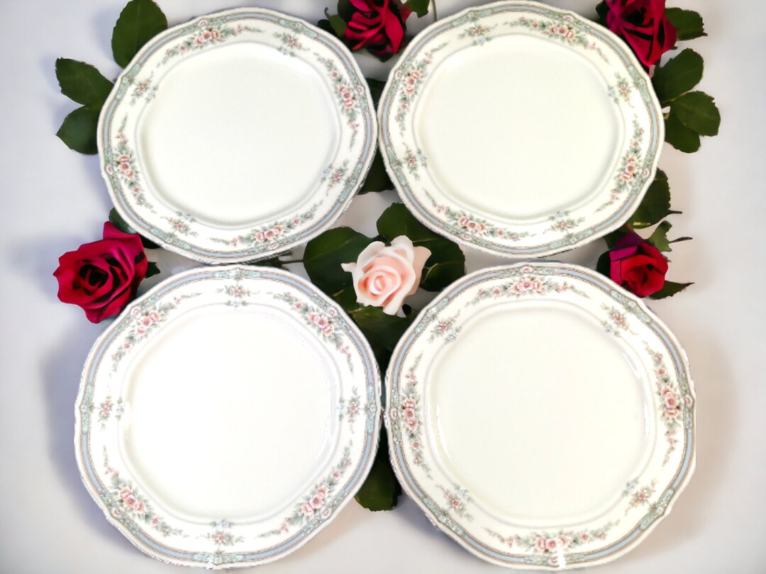 Vintage Noritake Rothschild Salad Plates, Set of 4, Ivory Pink