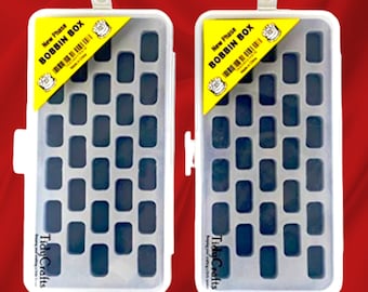 Set of 2 - Locking Bobbin Boxes with Living Hinge and Snap Lock- Each Organizer Stores 28 Bobbins Item 1561