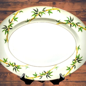 Vintage Kent BALI HAI 15 1/2 Inch Serving Platter Bamboo Pattern Japan Circa 1950s