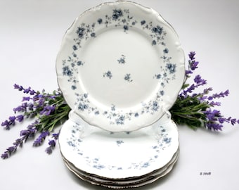 Set of four 10" Blue Garland Dinner Plates (Bavarian Backstamp) by JOHANN HAVILAND Excellent Condition