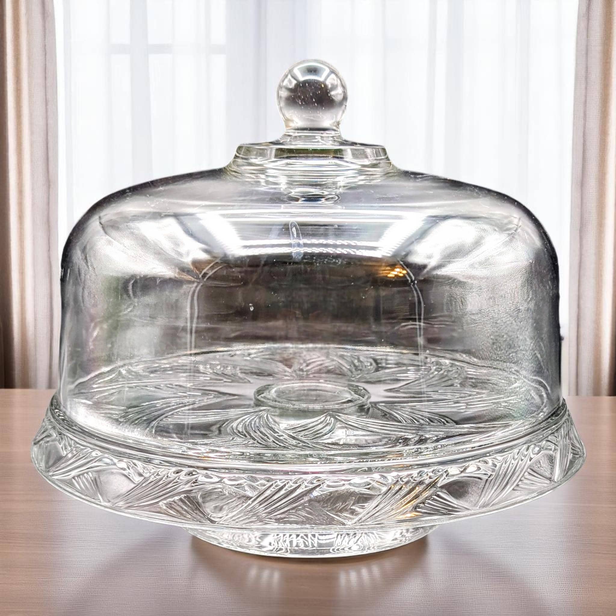 Anchor Hocking Cake Plate 2 Piece Footed Cake Plate with Dome or Flip the Base Over and You Have Chip and Dip Plate in Original Box