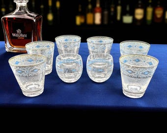 Vintage Culver CUV23 Old Fashioned & Roly Poly Glass Set – 8 Pieces