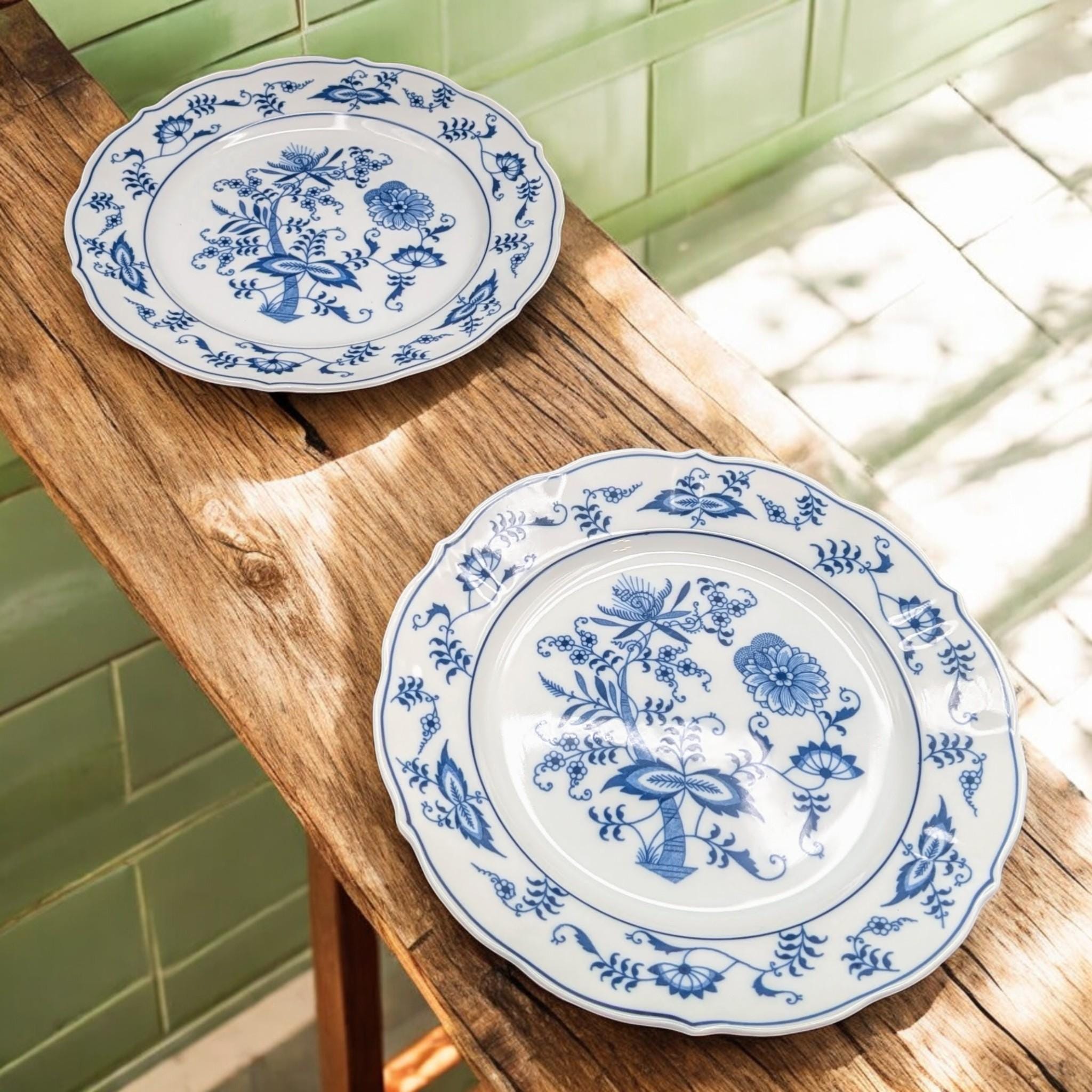 8 Blue Flower Plates - Etsy