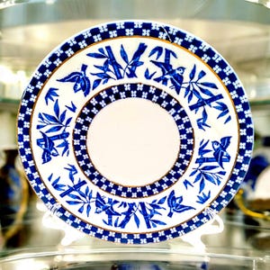 Coalport Antique Collectors Plate Blue Birds and Bamboo Gold Edge Union Square New York 1950