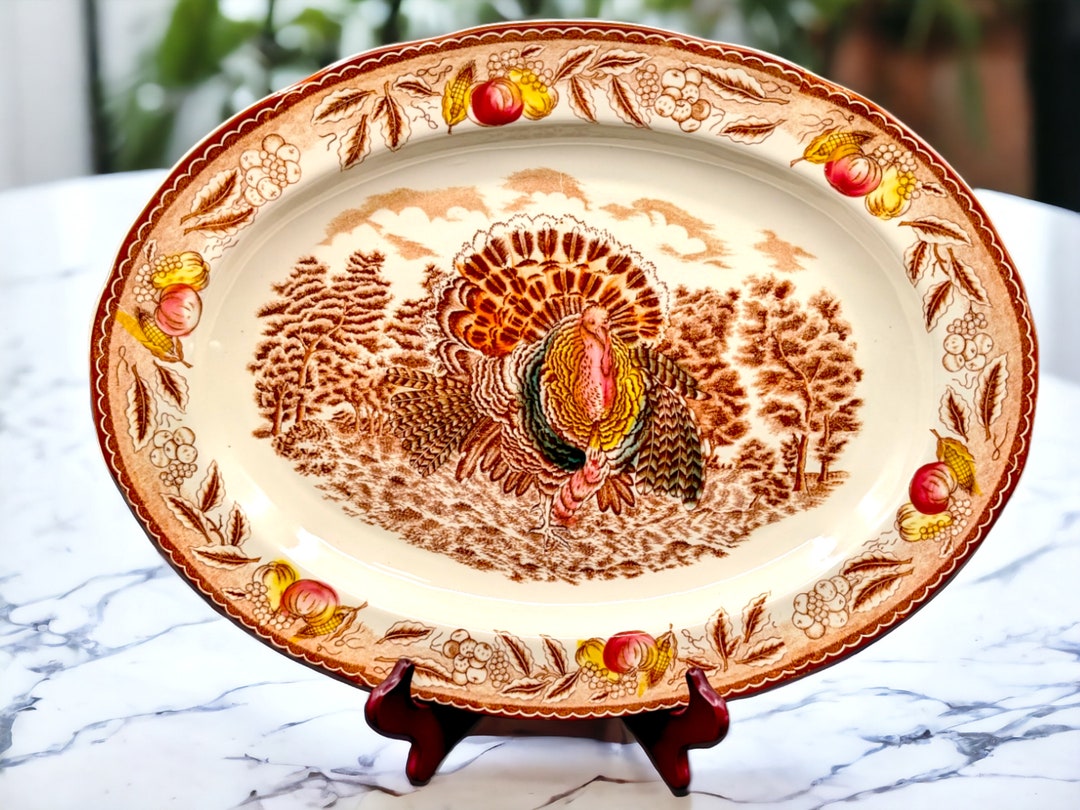 Vintage 18 inch large turkey platter is a delightful piece that adds a