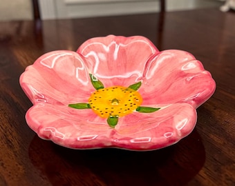 Vintage Franciscan Desert Rose Small Ash Tray/Butter Pat/Tea Bag Holder- 3.5 Inches Diameter USA