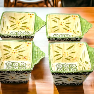 Temp-tations Old World Green Square Bakers - Set of 4