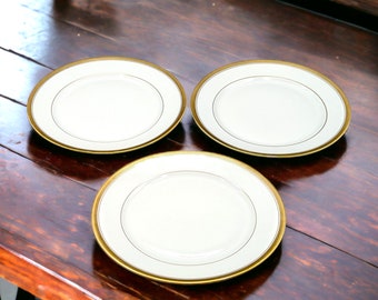 Vintage H&C Selb Heinrich Salad Plates (Set of 3): Gold Greek Key, Bavaria Porcelain
