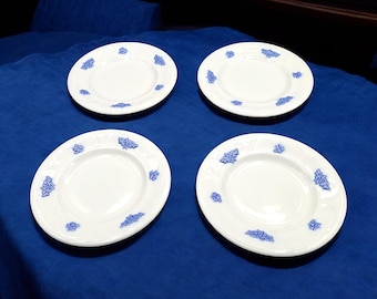 Antique Adderly Blue Chelsea Embossed Bread Plates Set of 4 Bone China 6" England
