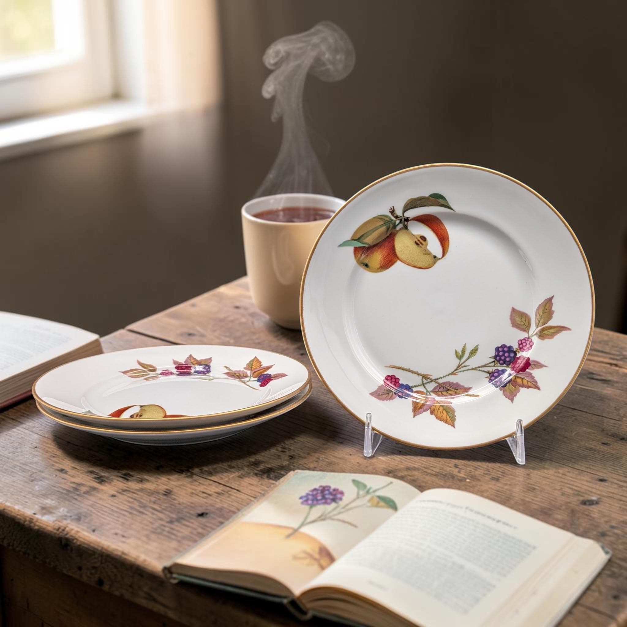 Evesham Worcester Royal | Amazon.com 桃の絵柄皿 Evesham Worcester ６枚セット Gold 16 | Set Dinnerware 食器